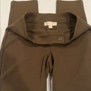 MICHAEL Michael Kors Olive Brown Fold-Over Waist Ponte Pants